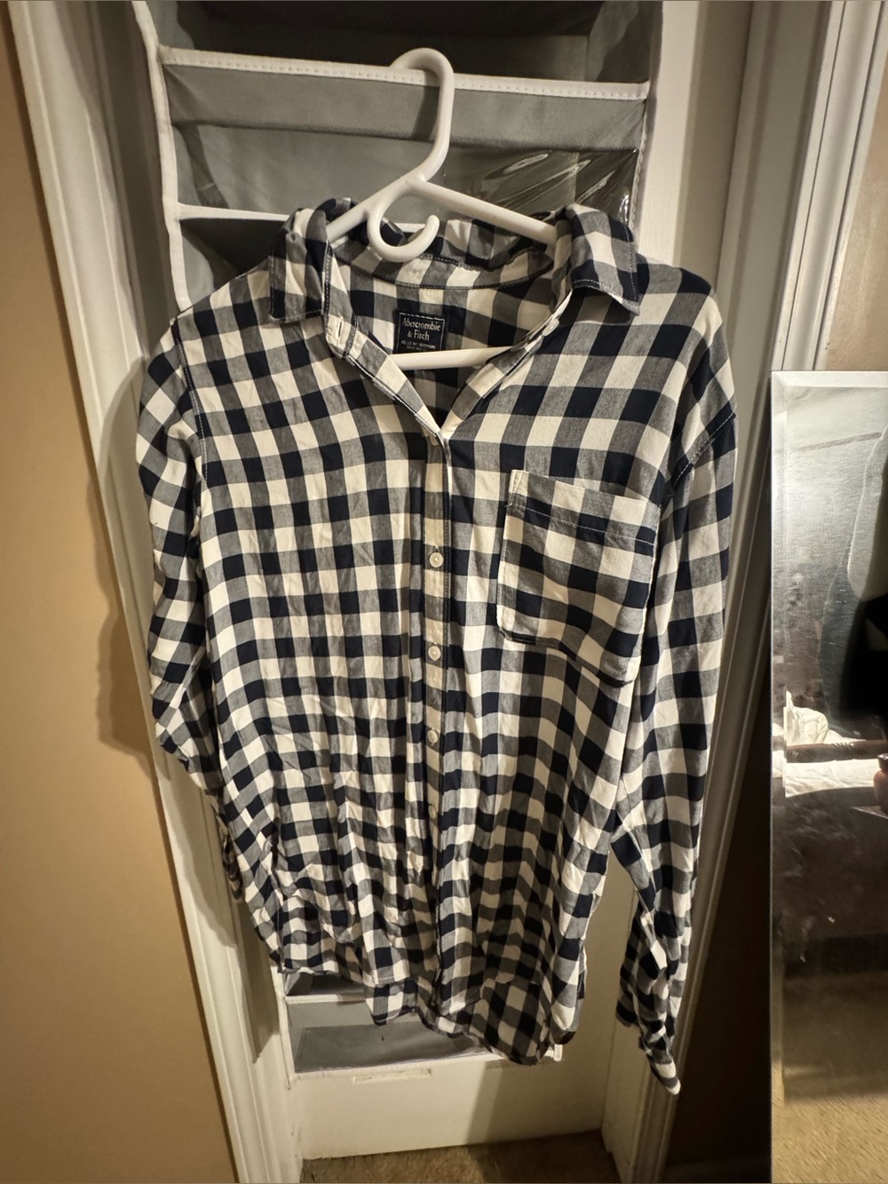 Abercrombie & Fitch Navy and White Check Flannel Shirt
